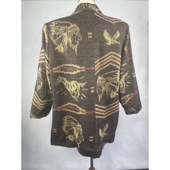 Vintage AB Sport Wool-Look Blazer Women’s 1X Southwest Horses Eagle - Picture 6 of 12